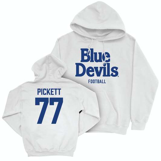 Duke Men's Basketball White Blue Devils Hoodie - Justin Pickett Small