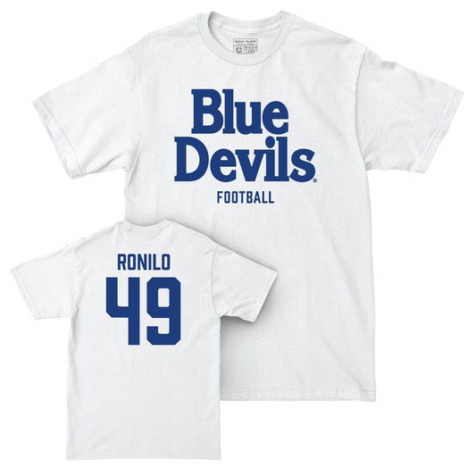 Duke Men's Basketball White Blue Devils Comfort Colors Tee - Jack Ronilo Small