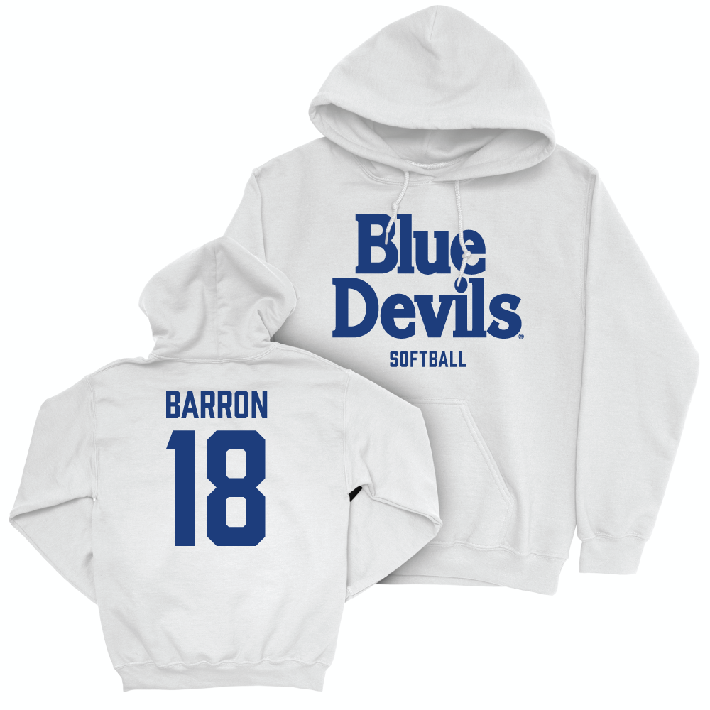 Duke Men's Basketball White Blue Devils Hoodie - Kennedy Barron Small