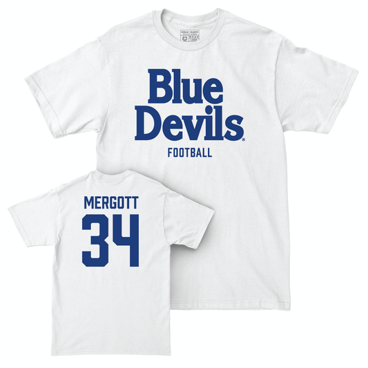 Duke Men's Basketball White Blue Devils Comfort Colors Tee - Luke Mergott Small