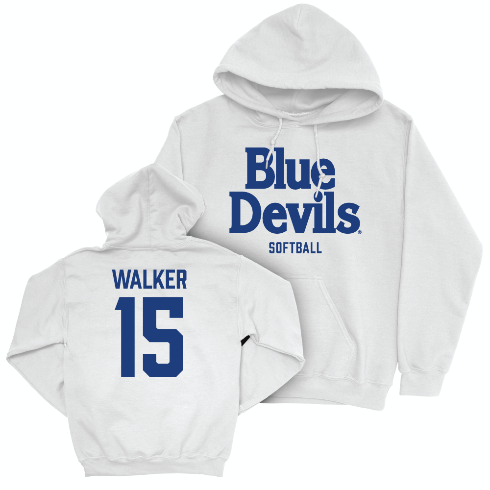 Duke Men's Basketball White Blue Devils Hoodie - Lillie Walker Small