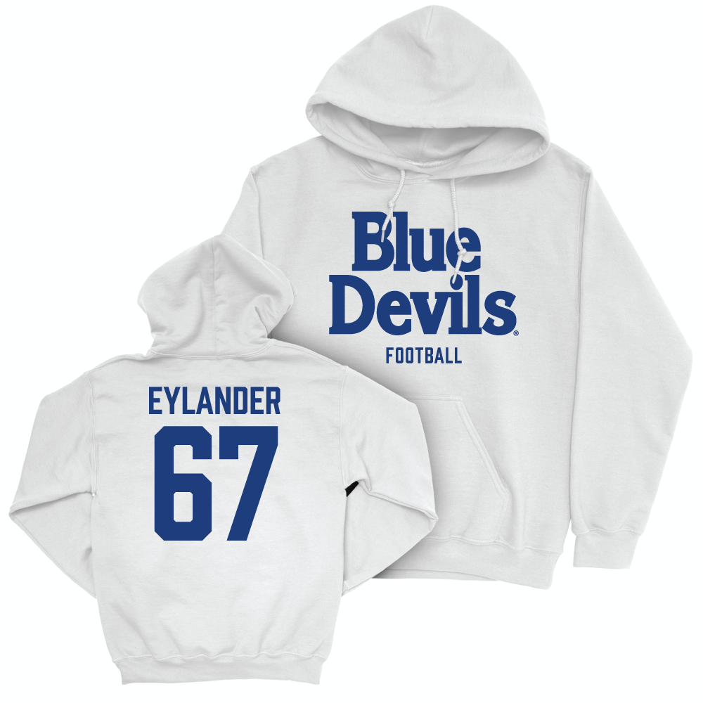 Duke Men's Basketball White Blue Devils Hoodie - Matthew Eylander Small