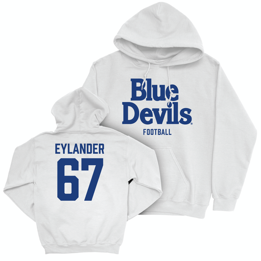 Duke Men's Basketball White Blue Devils Hoodie - Matthew Eylander Small