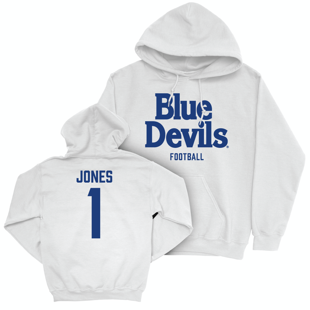 Duke Men's Basketball White Blue Devils Hoodie - Myles Jones Small