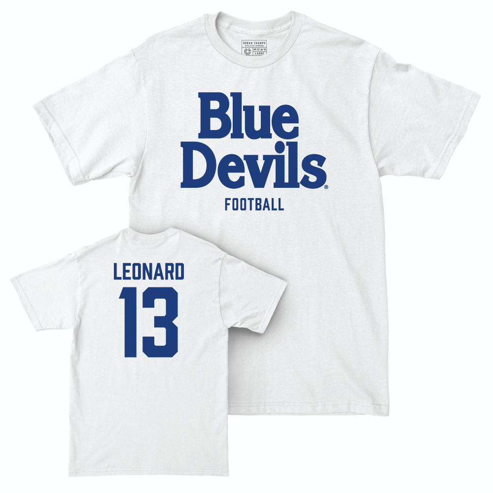 Duke Men's Basketball White Blue Devils Comfort Colors Tee - Riley Leonard Small