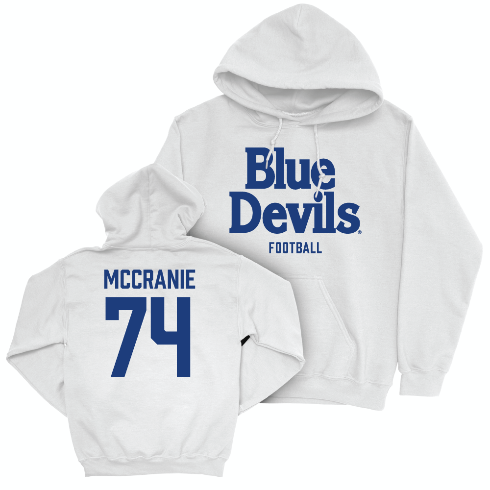 Duke Men's Basketball White Blue Devils Hoodie - Reagan McCranie Small
