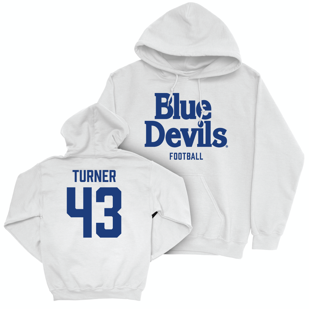 Duke Men's Basketball White Blue Devils Hoodie - Semaj Turner Small