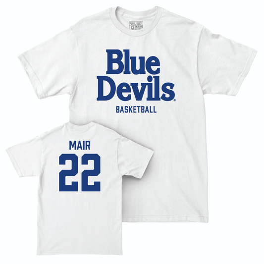 Duke Men's Basketball White Blue Devils Comfort Colors Tee - Taina Mair Small