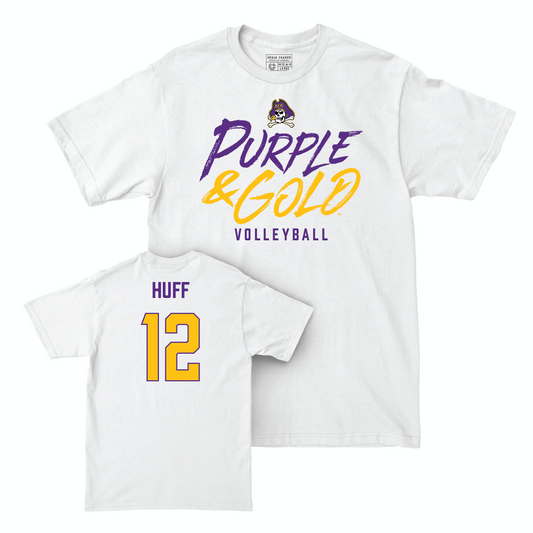 East Carolina Women's Volleyball White Color Rush Comfort Colors Tee - Aulie Huff Small