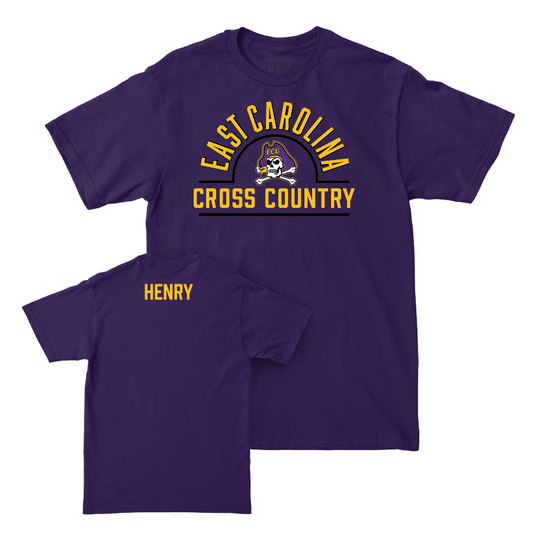 East Carolina Men's Cross Country Purple Arch Tee - J Henry Small