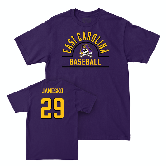 East Carolina Baseball Purple Arch Tee - Jason Janesko Small