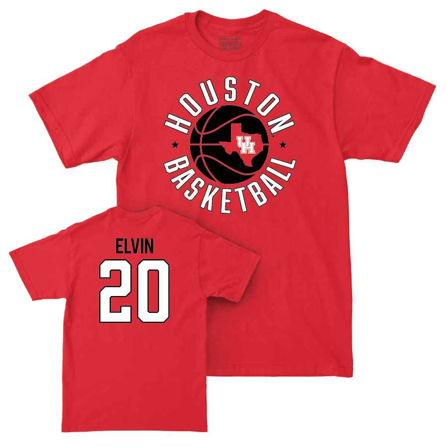 Houston Men's Basketball Red Hardwood Tee - Ryan Elvin