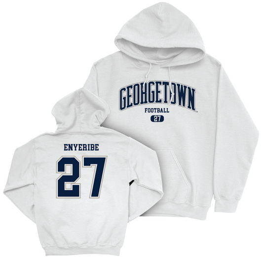 Georgetown Football White Arch Hoodie  - Ude Enyeribe