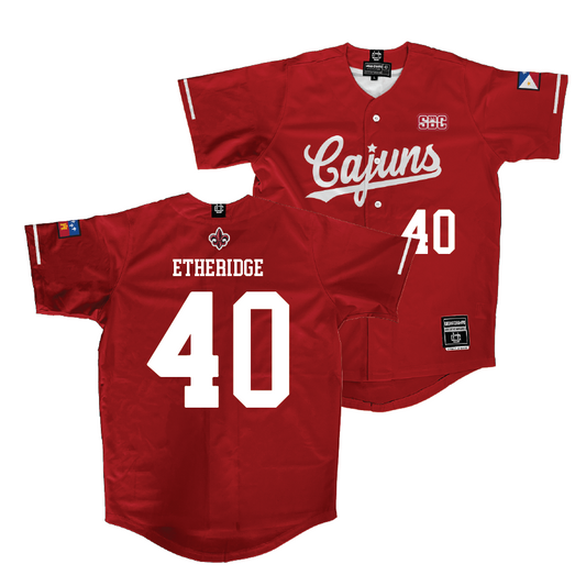 Louisiana Baseball Red Vintage Jersey - JT Etheridge | #40
