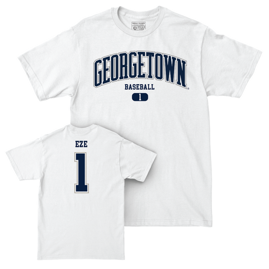 Georgetown Baseball White Arch Comfort Colors Tee  - Michael Eze