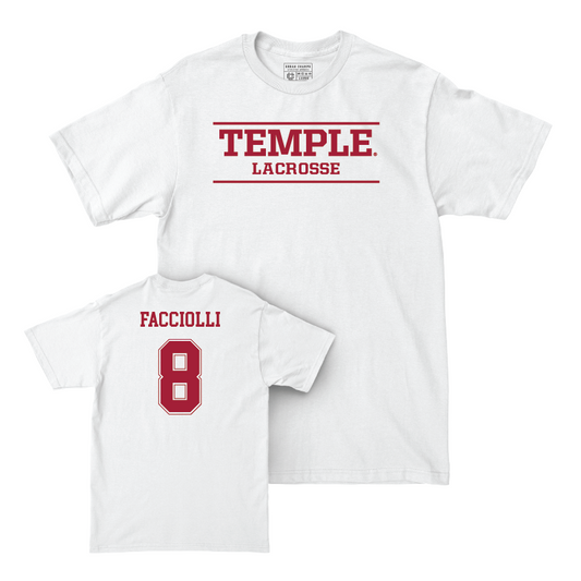 Temple Women's Lacrosse White Classic Comfort Colors Tee  - Jenna Facciolli