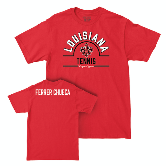 Louisiana Men's Tennis Red Arch Tee  - Alejo Ferrer Chueca