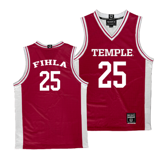 Temple Cherry Men's Basketball Jersey - Andile Fihla | #25
