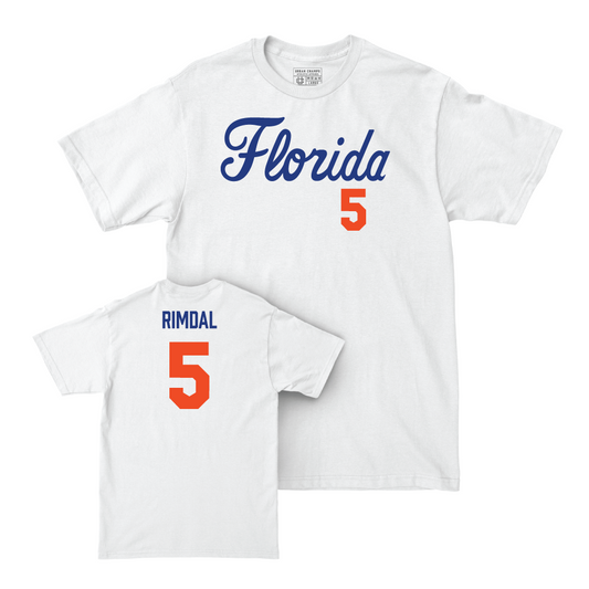 Florida Women's Basketball White Script Comfort Colors Tee - Alberte Rimdal Small