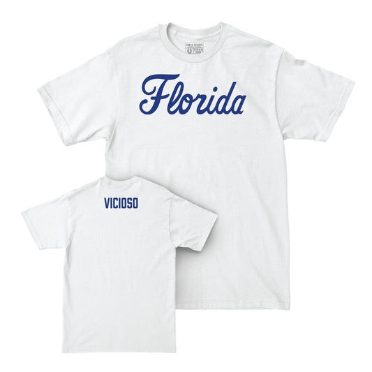 Florida Men's Track & Field White Script Comfort Colors Tee - Angel Vicioso Small