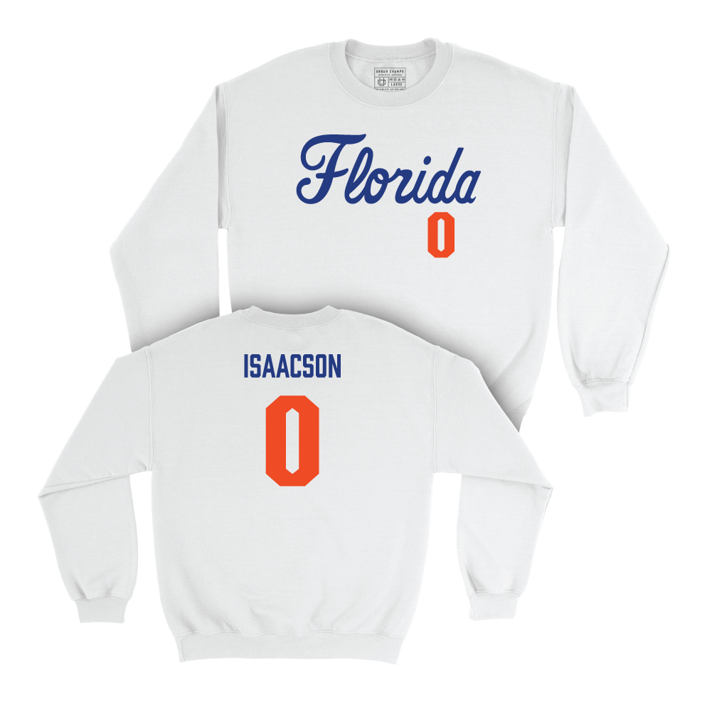 Florida Women's Lacrosse White Script Crew - Cate Isaacson Small