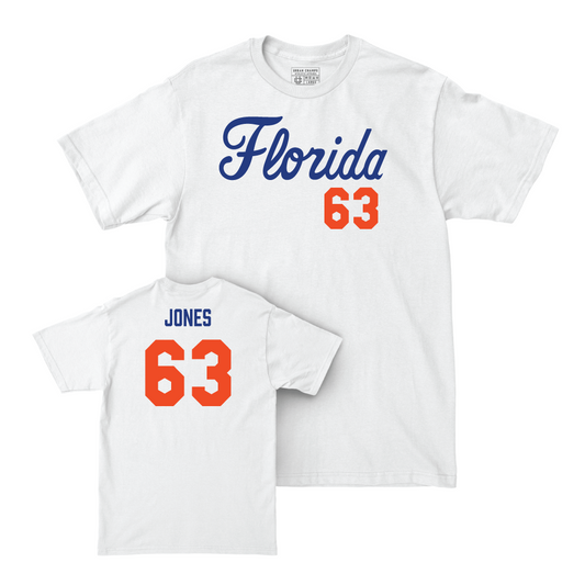 Florida Football White Script Comfort Colors Tee - Caden Jones Small