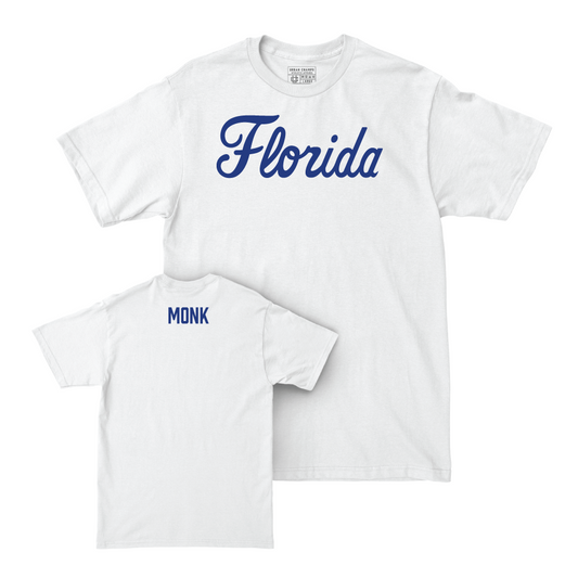 Florida Men's Track & Field White Script Comfort Colors Tee - Caden Monk Small