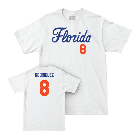 Florida Baseball White Script Comfort Colors Tee - Christian Rodriguez Small