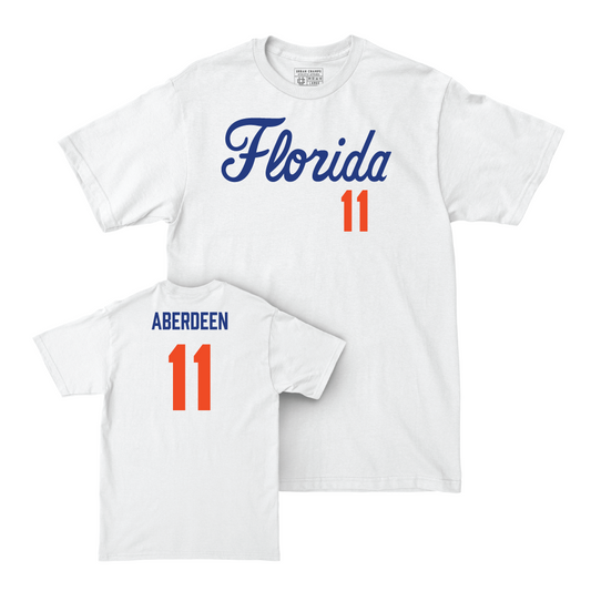 Florida Men's Basketball White Script Comfort Colors Tee - Denzel Aberdeen Small