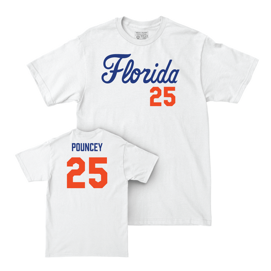 Florida Football White Script Comfort Colors Tee - Ethan Pouncey Small