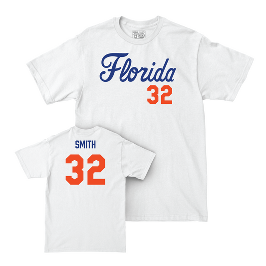 Florida Baseball White Script Comfort Colors Tee - Grayson Smith Small