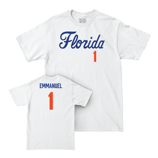 Florida Women's Soccer White Script Comfort Colors Tee - Jayden Emmanuel Small