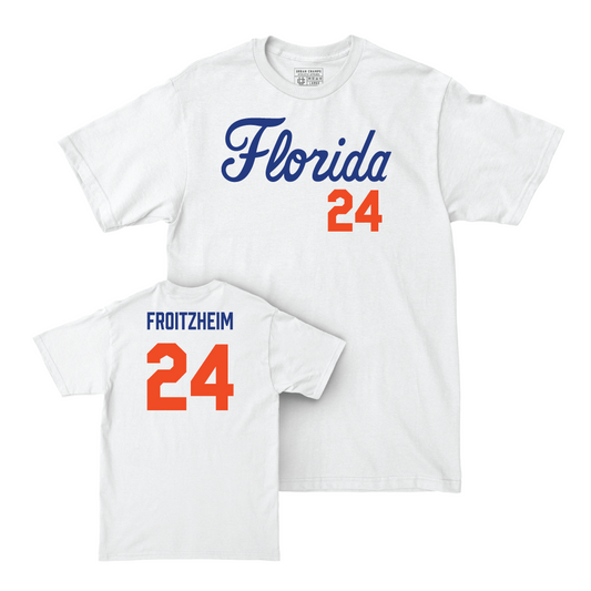 Florida Women's Soccer White Script Comfort Colors Tee - Lucy Froitzheim Small