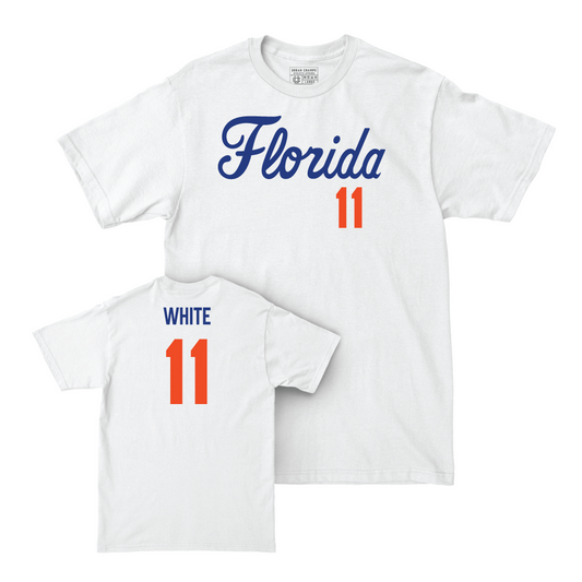 Florida Women's Soccer White Script Comfort Colors Tee - Sophie White Script Small