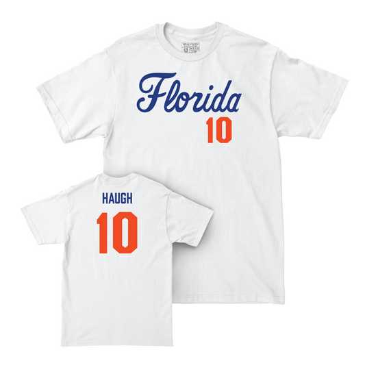 Florida Men's Basketball White Script Comfort Colors Tee - Thomas Haugh Small