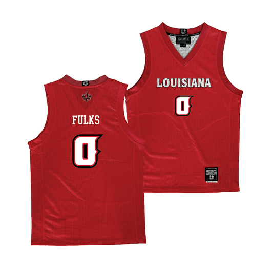 Louisiana Men's Basketball Red Jersey - Themus Fulks | #0