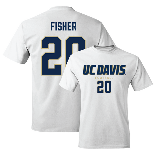 UC Davis Football White Classic Comfort Colors Tee - Jordan Fisher