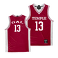 Temple Cherry Men's Basketball Jersey - Connor Gal | #13