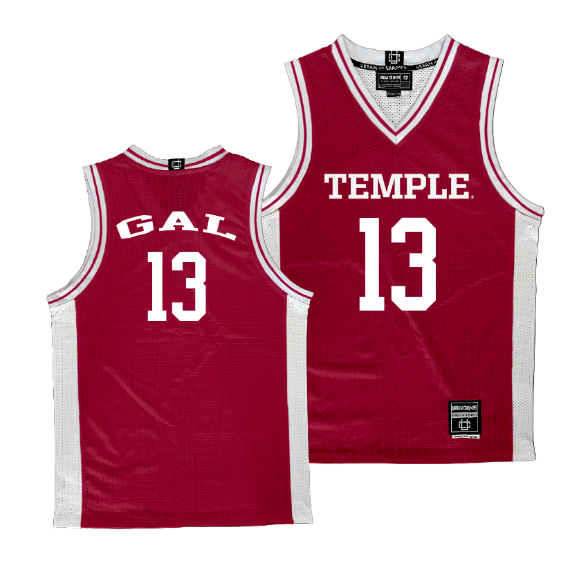 Temple Cherry Men's Basketball Jersey - Connor Gal | #13