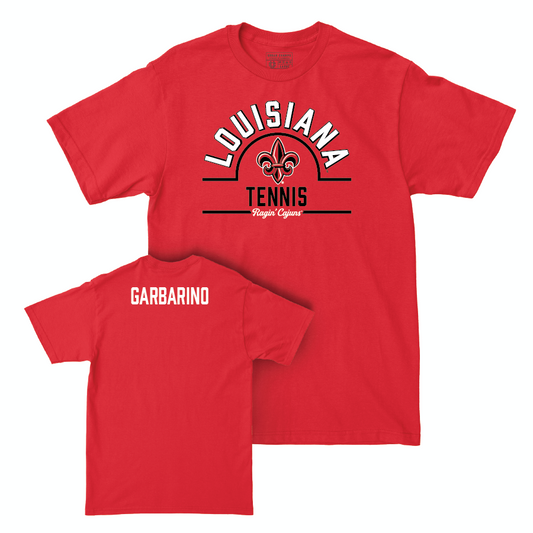 Louisiana Men's Tennis Red Arch Tee  - Thomas Garbarino