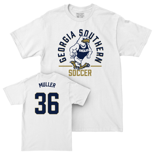 Georgia Southern Men's Soccer White Classic Comfort Colors Tee - Andrew Muller Youth Small