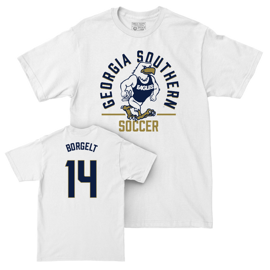 Georgia Southern Women's Soccer White Classic Comfort Colors Tee - Carley Borgelt Youth Small