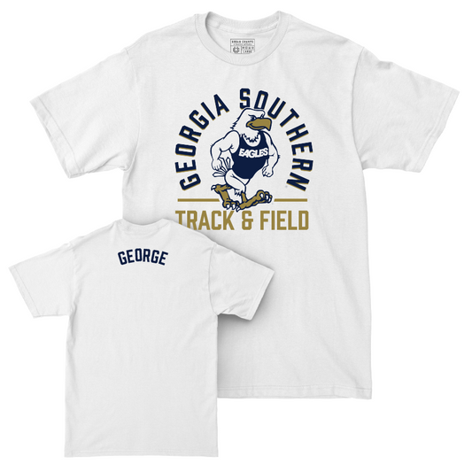 Georgia Southern Women's Track & Field White Classic Comfort Colors Tee - Emani George Youth Small