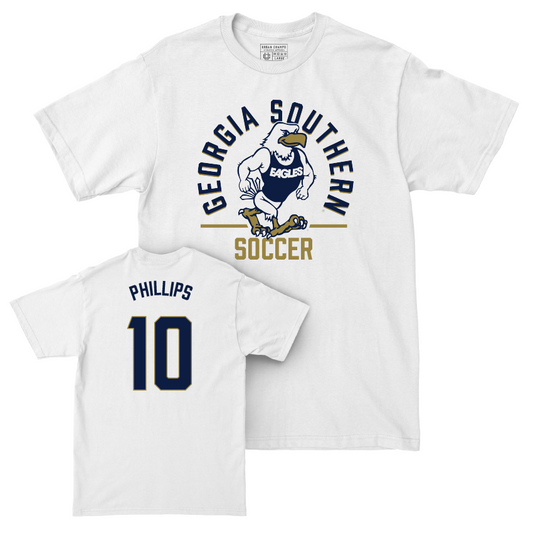 Georgia Southern Women's Soccer White Classic Comfort Colors Tee - Faith Phillips Youth Small