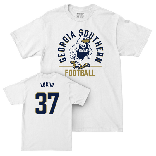 Georgia Southern Football White Classic Comfort Colors Tee - Kevin Lukiri Youth Small
