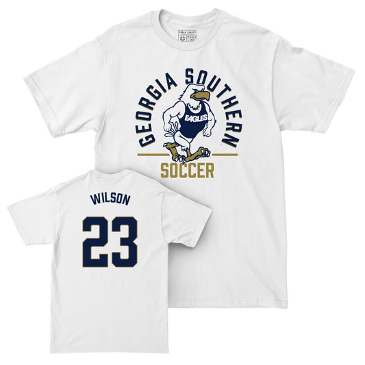 Georgia Southern Men's Soccer White Classic Comfort Colors Tee - Ty Wilson Youth Small