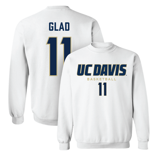 UC Davis Women's Basketball White Classic Crew - Clara Glad