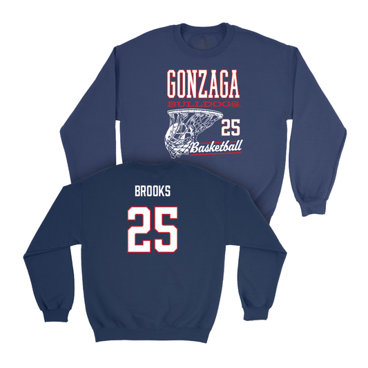 Gonzaga Men's Basketball Navy Hoops Crew - Colby Brooks Small