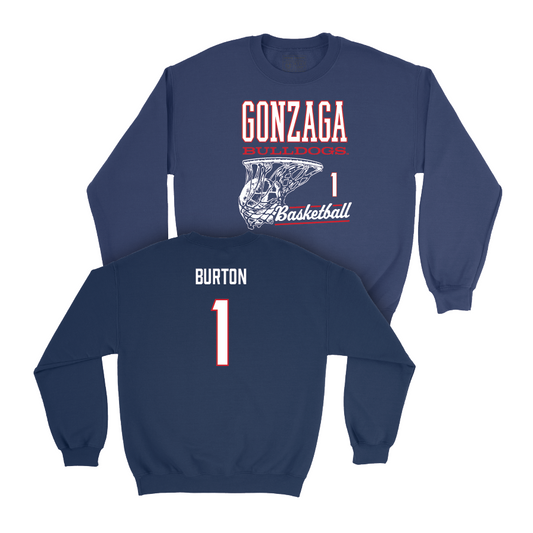 Gonzaga Women's Basketball Navy Hoops Crew - Destiny Burton Small