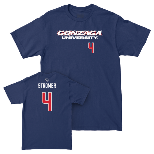 Gonzaga Men's Basketball Navy Wordmark Tee - Dusty Stromer Small